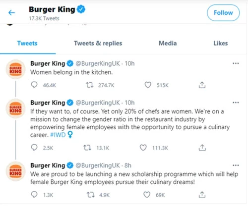 Исходный тред Burger King UK в Twitter