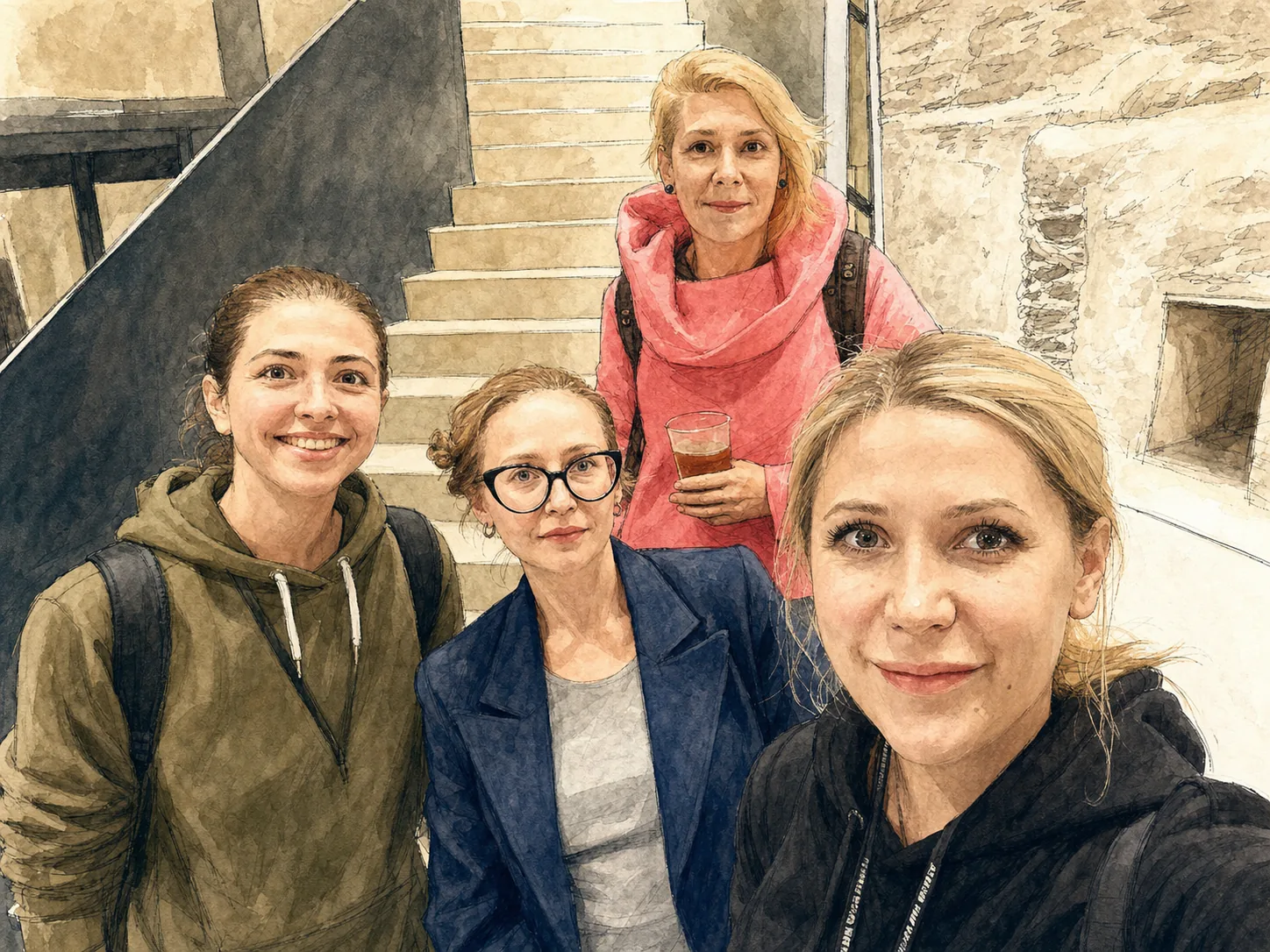 Тушевая иллюстрация: команда Station Narva в замке